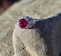 Platinum Art Deco antique ruby and diamond ring