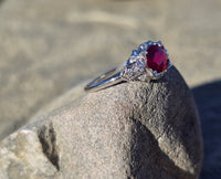 Platinum Art Deco antique ruby and diamond ring