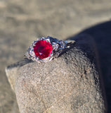 Platinum Art Deco antique ruby and diamond ring