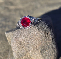Platinum Art Deco antique ruby and diamond ring