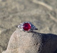 Platinum Art Deco antique ruby and diamond ring