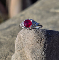 Platinum Art Deco antique ruby and diamond ring