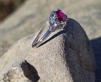 Platinum Art Deco antique ruby and diamond ring