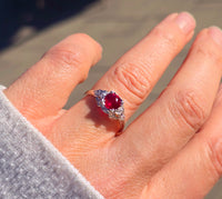 Platinum Art Deco antique ruby and diamond ring