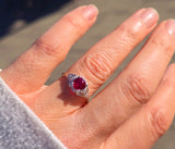 Platinum Art Deco antique ruby and diamond ring