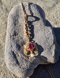 10k gold Victorian garnet, foe ruby, and pearl necklace pendant lavaliere