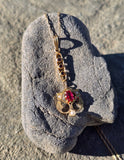 10k gold Victorian garnet, foe ruby, and pearl necklace pendant lavaliere