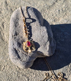 10k gold Victorian garnet, foe ruby, and pearl necklace pendant lavaliere