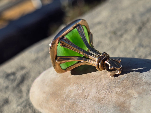 14k gold Jade watch FOB necklace pendant