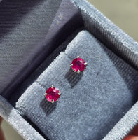 14k white gold Ruby scroll studs