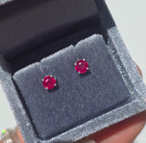 14k white gold Ruby scroll studs