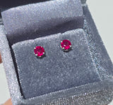 14k white gold Ruby scroll studs