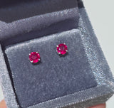 14k white gold Ruby scroll studs