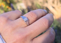 18k gold white gold c.1920's DECO filigree diamond ring - apx .22ct