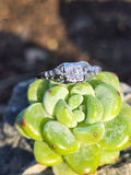 18k gold white gold c.1920's DECO filigree diamond ring - apx .22ct