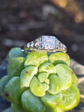 18k gold white gold c.1920's DECO filigree diamond ring - apx .22ct