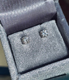 14k white gold old European cut diamond studs earrings .90ct tw