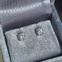 14k white gold old European cut diamond studs earrings .90ct tw
