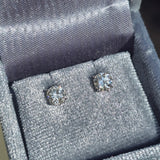 14k white gold old European cut diamond studs earrings .90ct tw