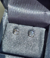 14k white gold old European cut diamond studs earrings .90ct tw