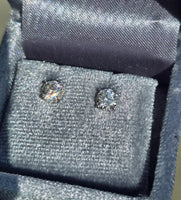 14k white gold old European cut diamond studs earrings .90ct tw