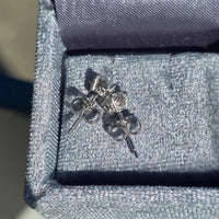 14k white gold old European cut diamond studs earrings .90ct tw