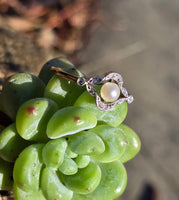 platinum  and 18ct gold two tone pearl and diamond Edwardian ring band