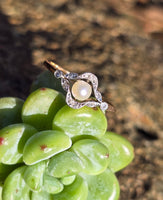 platinum  and 18ct gold two tone pearl and diamond Edwardian ring band