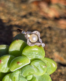 platinum  and 18ct gold two tone pearl and diamond Edwardian ring band