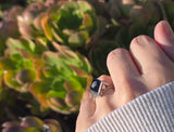 14k white gold filigree Deco diamond and black onyx ring