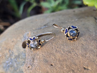 14k gold antique rose cut zircon and enamel antique estate earrings