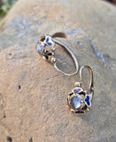 14k gold antique rose cut zircon and enamel antique estate earrings