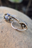 14k gold antique rose cut zircon and enamel antique estate earrings