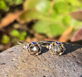 14k gold antique rose cut zircon and enamel antique estate earrings