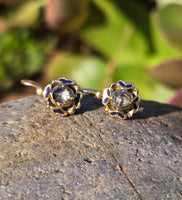 14k gold antique rose cut zircon and enamel antique estate earrings