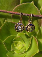 14k gold antique rose cut zircon and enamel antique estate earrings
