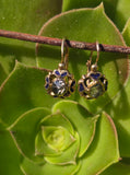 14k gold antique rose cut zircon and enamel antique estate earrings