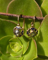 14k gold antique rose cut zircon and enamel antique estate earrings