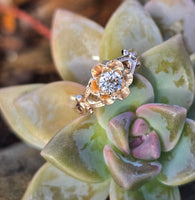 10k gold European cut diamond solitaire antique estate ring - apx .35ct