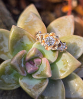 10k gold European cut diamond solitaire antique estate ring - apx .35ct