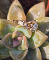 10k gold European cut diamond solitaire antique estate ring - apx .35ct