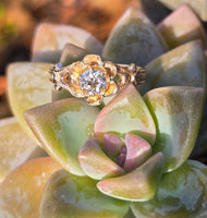 10k gold European cut diamond solitaire antique estate ring - apx .35ct