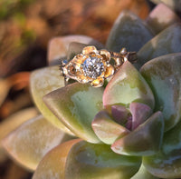 10k gold European cut diamond solitaire antique estate ring - apx .35ct