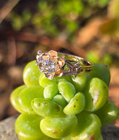 10k gold European cut diamond solitaire antique estate ring - apx .35ct