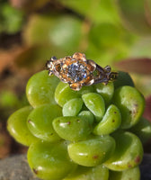 10k gold European cut diamond solitaire antique estate ring - apx .35ct