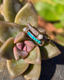 14k gold Victorian turquoise and pearl estate ring band