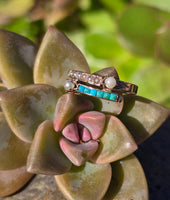14k gold Victorian turquoise and pearl estate ring band