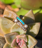 14k gold Victorian turquoise and pearl estate ring band