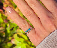 14k gold Victorian turquoise and pearl estate ring band