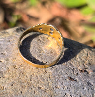 15ct gold estate rose cut diamonds and sapphire band ring - hallmarked Birmingham 1906